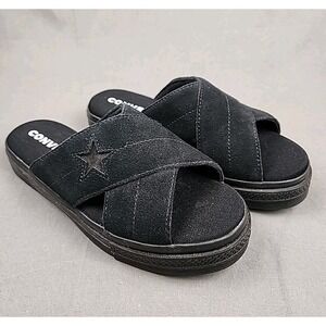 Women's Converse One Star Sandal Suede‎ Slip On Shoes Black Size 6.5